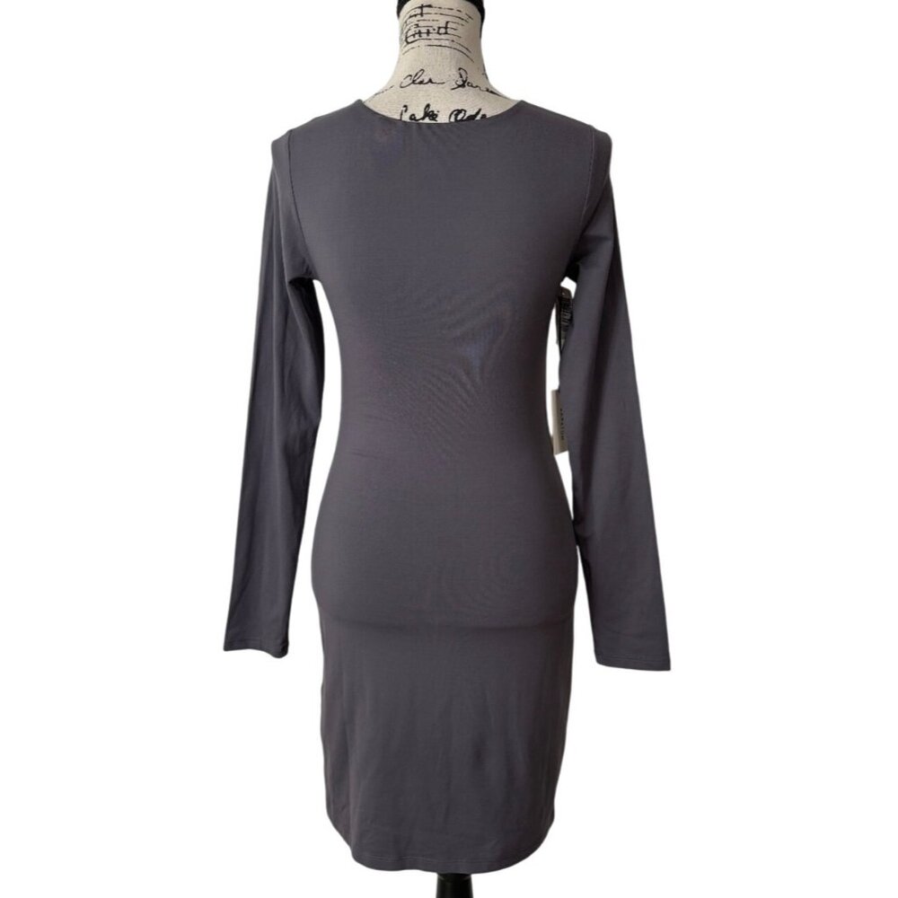 Babaton Womens Size M Contour Crew Dress Long Sleeve Gray Charcoal Stretch NEW - Picture 4 of 9